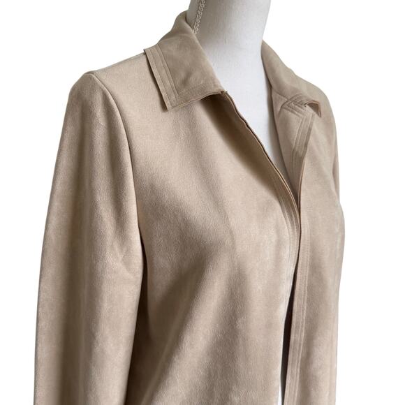 Philosophy Republic Duster Jacket Size Missing Faux Suede Leather Beige Long - Picture 4 of 10